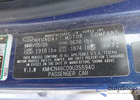 2009 Hyundai Accent Gls из США, поврежденный, VIN KMHCN46C09U355940